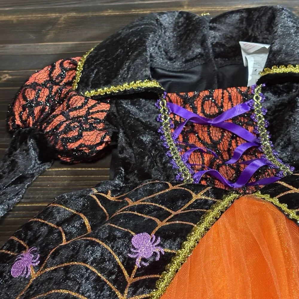 Rubie's Orange Spider Witch Girl's Small (5-6) Halloween Costume Dress Up - Picture 16 of 16